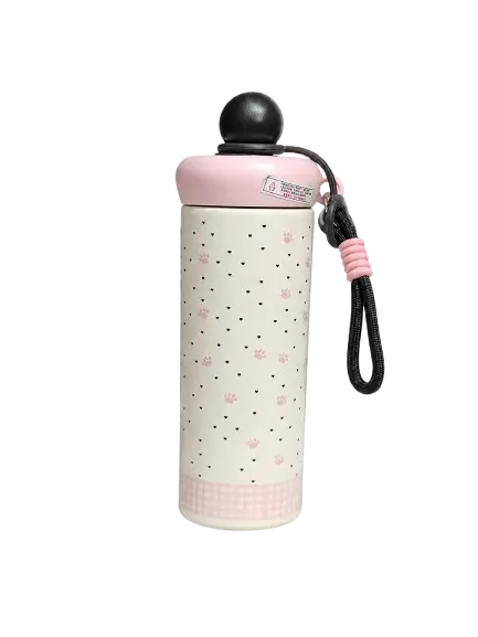 Kids 600ml Insulated Stainless Steel Sipper Water Bottle with Carry Strap