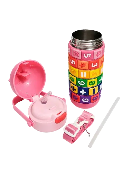 Kids 430ml Rotating Math Puzzle Water Bottle