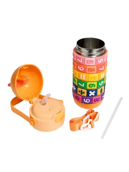 Kids 430ml Rotating Math Puzzle Water Bottle