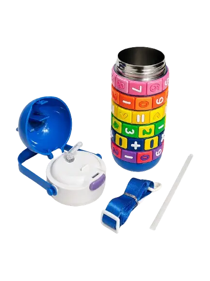 Kids 430ml Rotating Math Puzzle Water Bottle