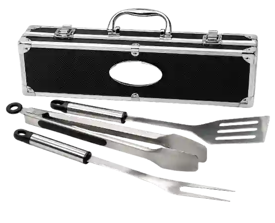 Premium 3-Piece BBQ Grill Tool Set IN Aluminum Case