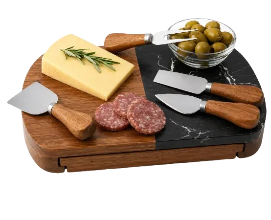 Premium Marble Cheese Board Set with Knives