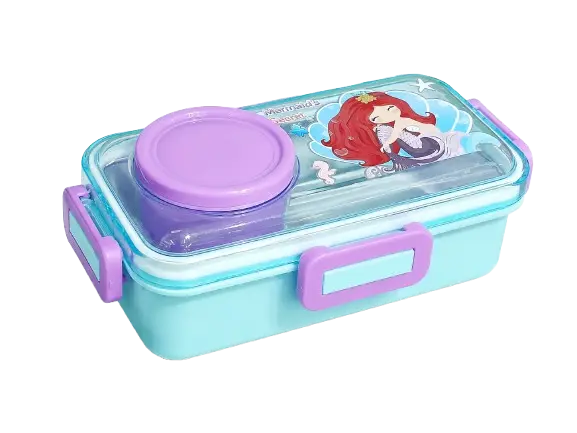 Kids Stainless Steel Lunch Box with Bowl & Spoon | Leak-Resistant Food Container | Compact School Tiffin Box (Multicolor)