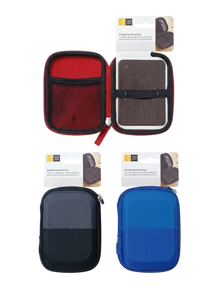 Case Logic Hard Drive Case – Multipurpose Travel Pouch – Black, Blue & Red